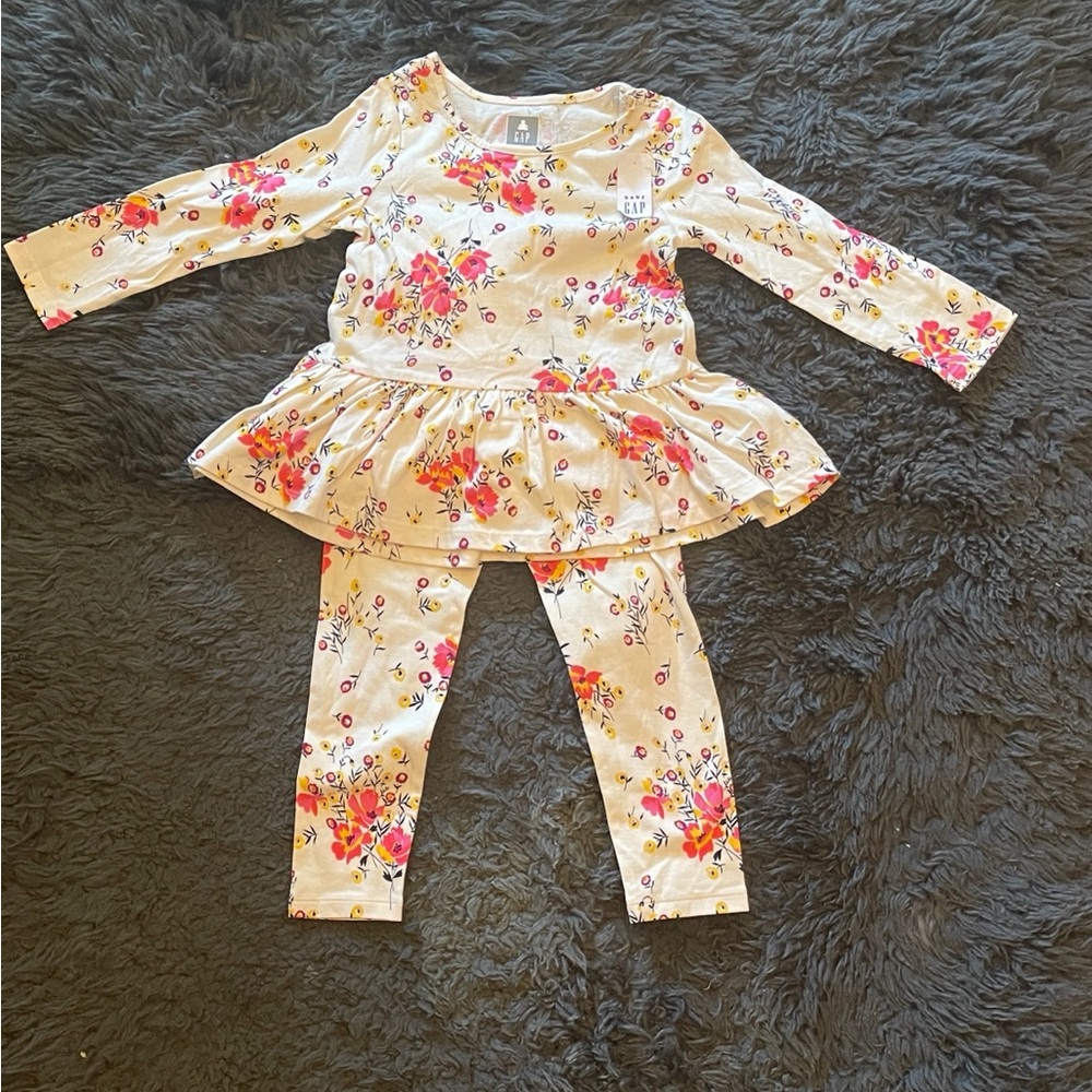 GAP Floral Kids Matching Set - Cream and Pink